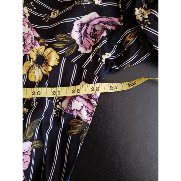 ASHLEY STEWART Black stripe floral button down long sleeve dress 18/20 - Picture 8 of 9